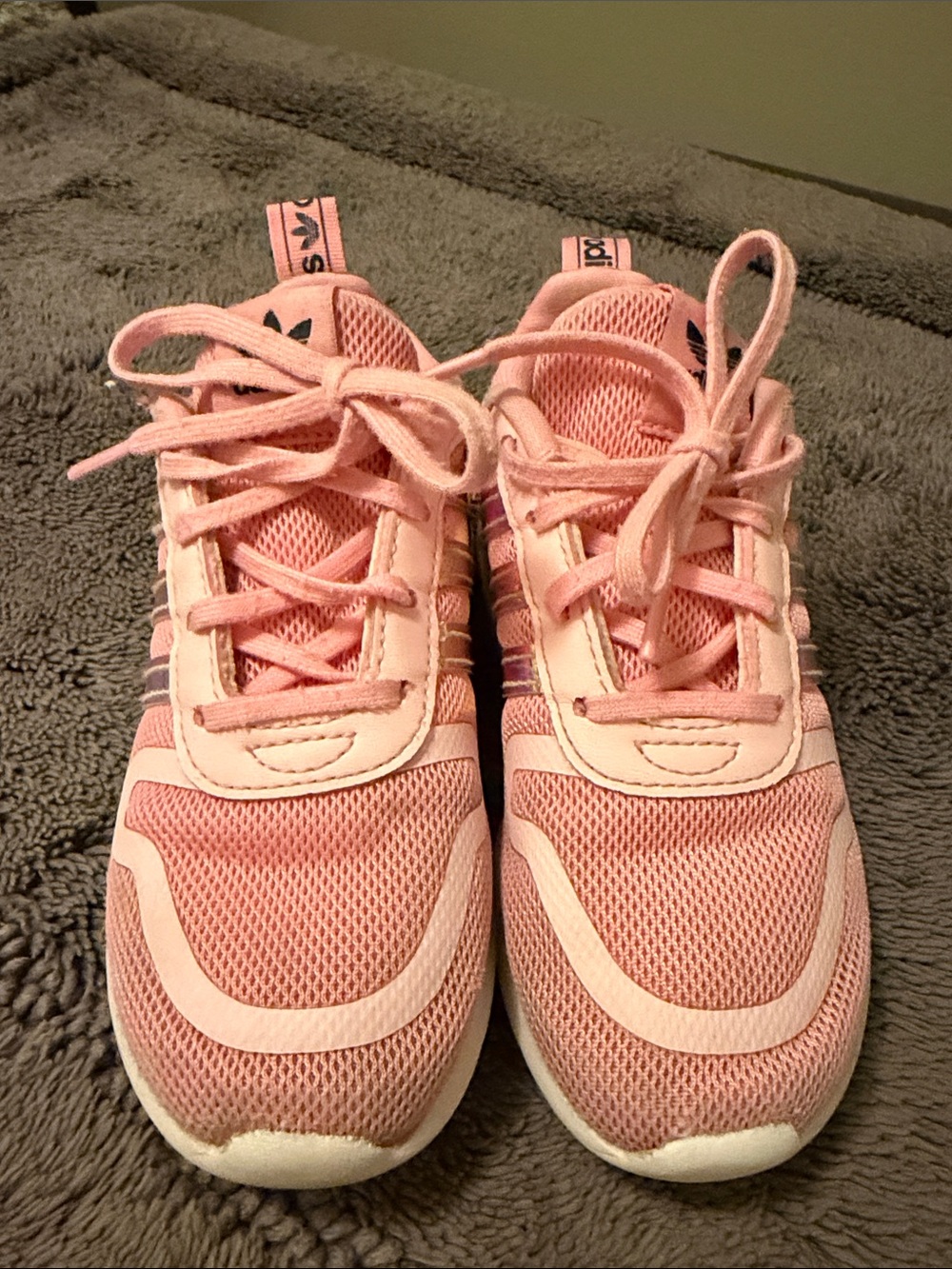 adidas Kids Pink Mesh Lace-Up Sneakers with Pastel Accents